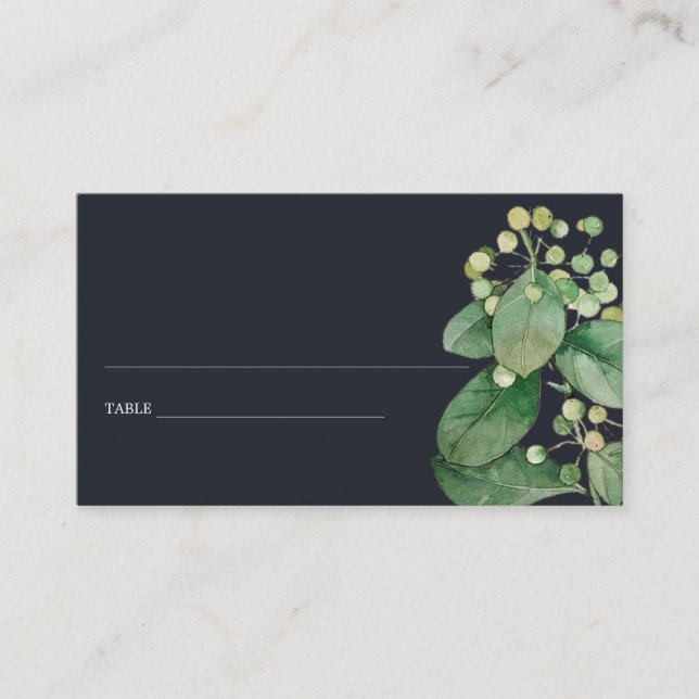 BLACK BERRY LEAFY FOLIAGE GREENERY PLACE CARDS (Front)