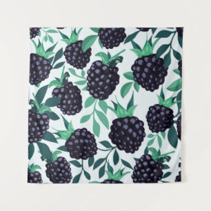 Black Berry Tropical: Fruit Seamless Pattern Tapestry
