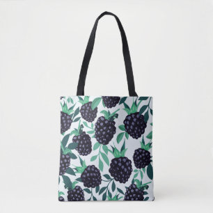 Black Berry Tropical: Fruit Seamless Pattern Tote Bag