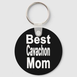 Black Best Cavachon Mom Keychain