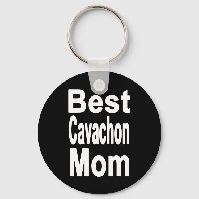 Black Best Cavachon Mom Keychain (Front)