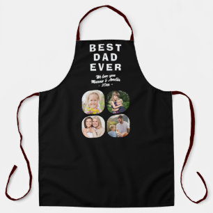 Black Best Dad 4 Photo Collage Family Father Apron