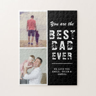 Black Best Dad Ever Family 2 Photo  Jigsaw Puzzle