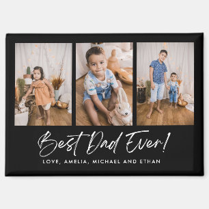 Black Best Dad Ever Three Photo Magnet