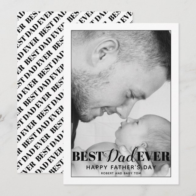 Black Best Dad Ever typography Father's Day card (Front/Back)