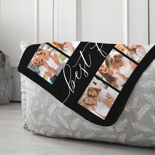 Black | Best Friends Photo Collage Sherpa Blanket (Creator Uploaded)