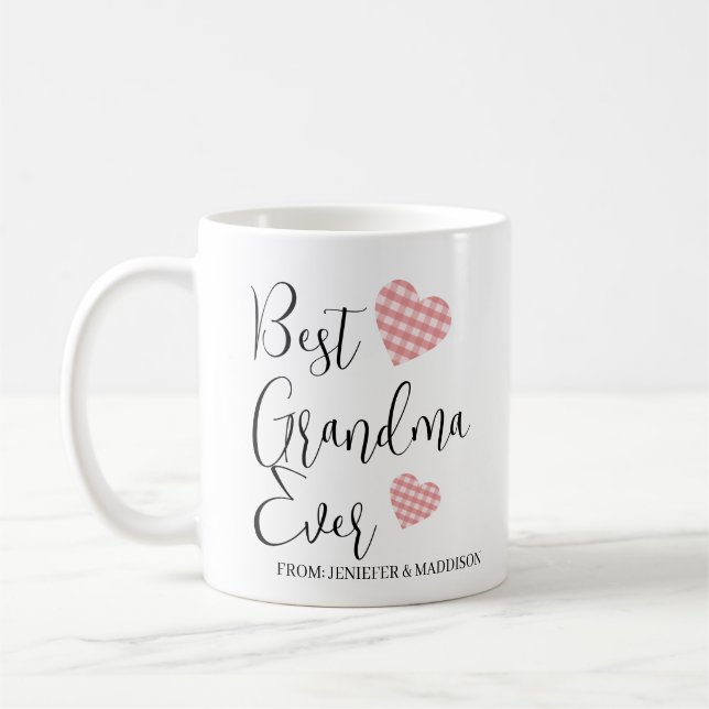 Black Best Grandma Ever Hand Lettering Quote Coffe Coffee Mug (Left)
