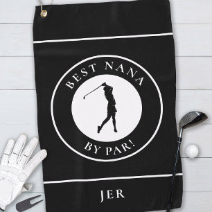 Black Best Grandma Nana Golfer Monogram Sports Pro Golf Towel