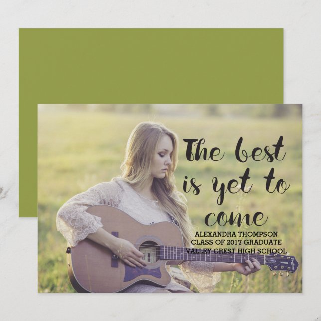 Black Best is Yet to Come Photo Graduation Invitation (Front/Back)