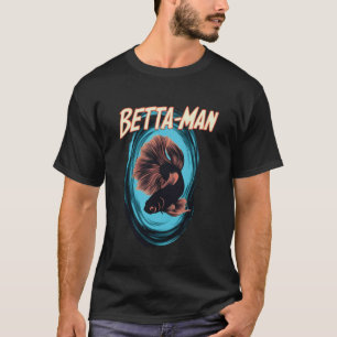 Black Betta splendens fighting fish Betta-man male T-Shirt