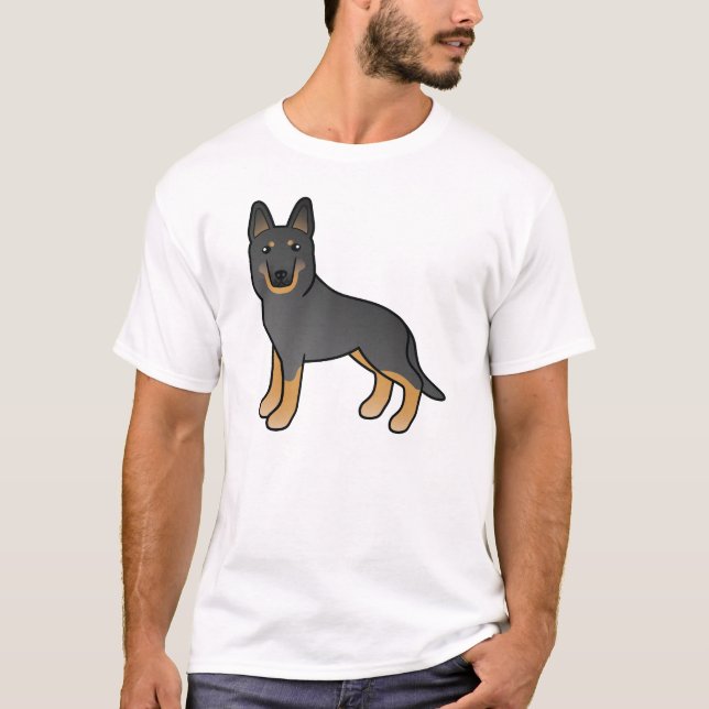 Black Bi-Colour German Shepherd Cute Cartoon Dog T-Shirt (Front)