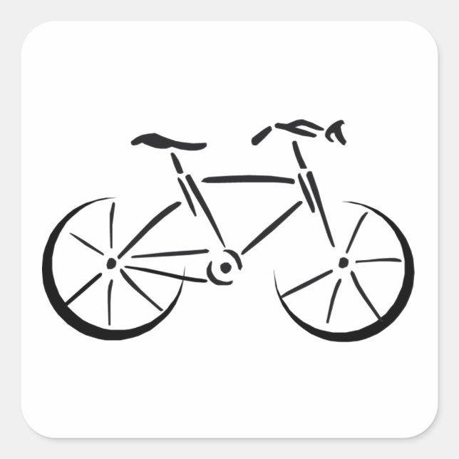 Black Bicycle Square Sticker (Front)