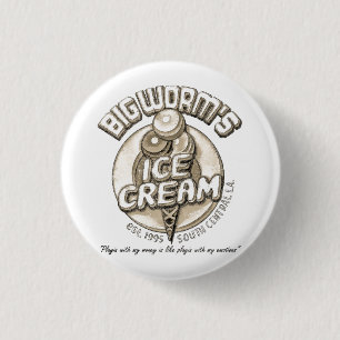 Black big worm 1 inch round button