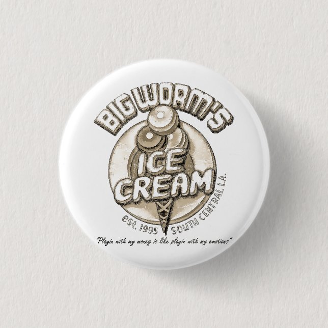 Black big worm  1 inch round button (Front)