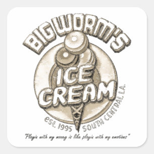 Black big worm square sticker