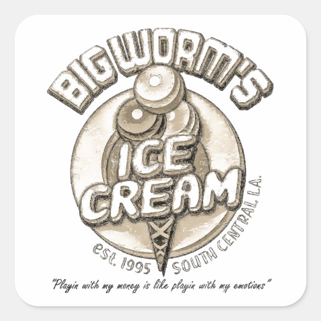 Black big worm  square sticker (Front)