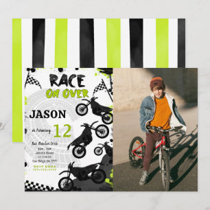 Black Bike Anniversaire Photo Invitation