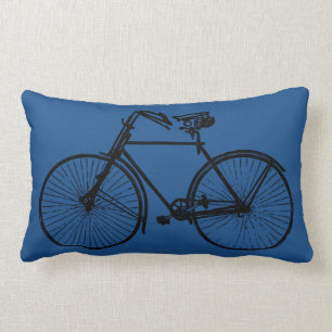 black bike bicycle Throw pillow blue