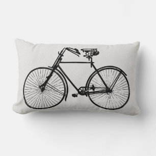 black bike bicycle white Throw pillow