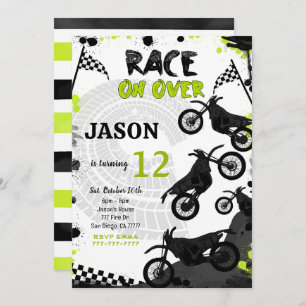 Black Bike Birthday Invitation 