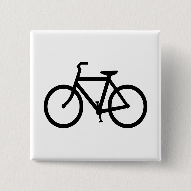 Black Bike Route 2 Inch Square Button (Front)