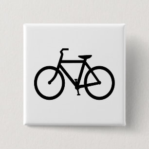 Black Bike Route 2 Inch Square Button