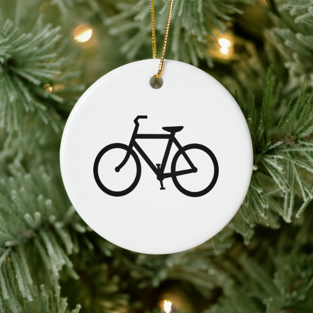 Black Bike Route Ceramic Ornament (Tree)