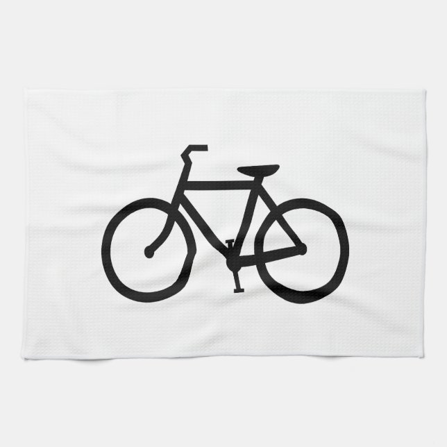 Black Bike Route Kitchen Towel (Horizontal)