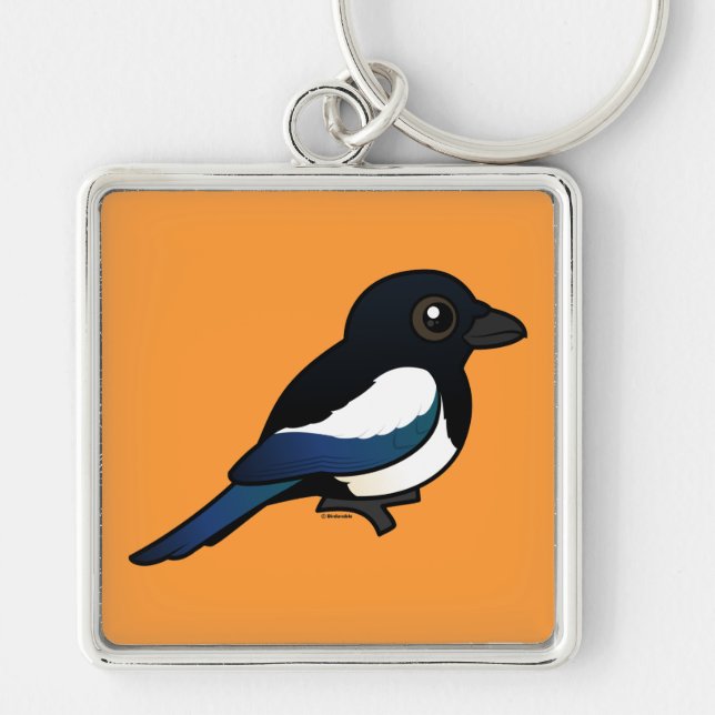 Black-billed Magpie Keychain (Front)