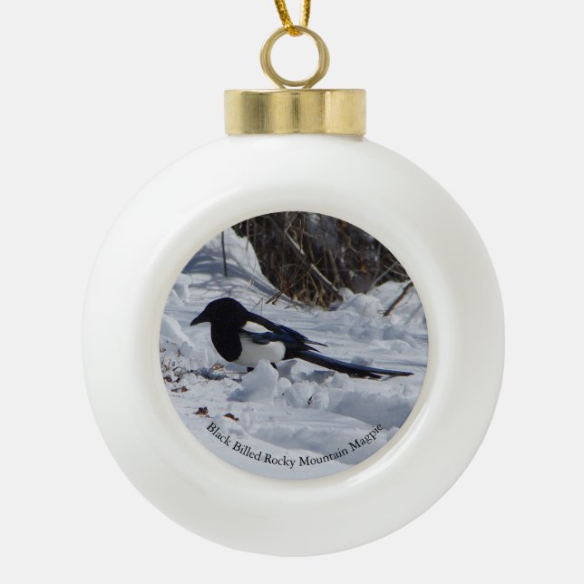 Black Billed Rocky Mountain Magpie ornament (Front)