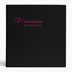 Black binder customized in hot-pink