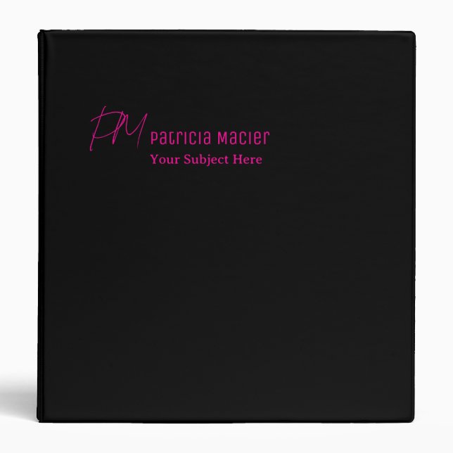 Black binder customized in hot-pink (Front)