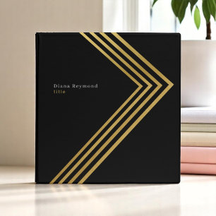 Black Binder with Faux Gold Angle Stripes