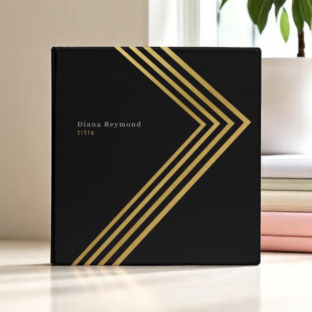 Black Binder with Faux Gold Angle Stripes (Creator Uploaded)