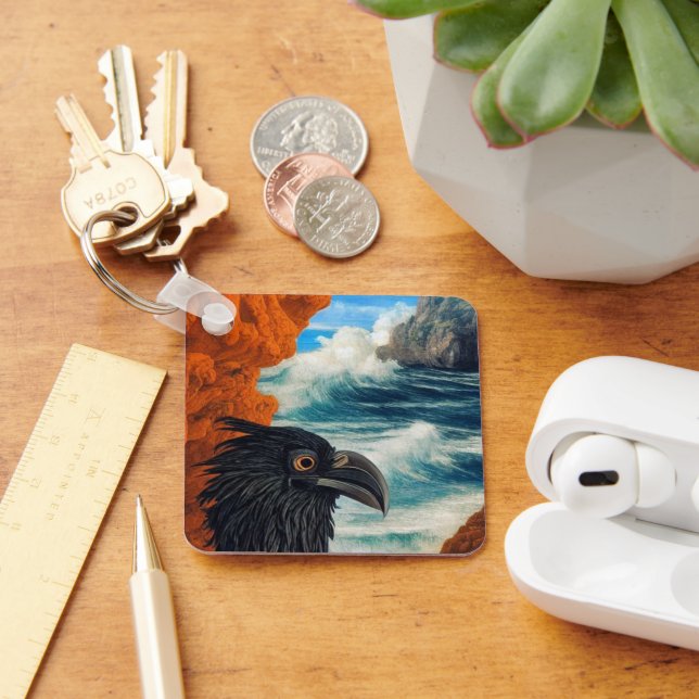 Black Bird Art Keychain (Desk)