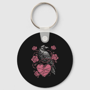 Black Bird F-caw-f Funny Valentines Day Keychain