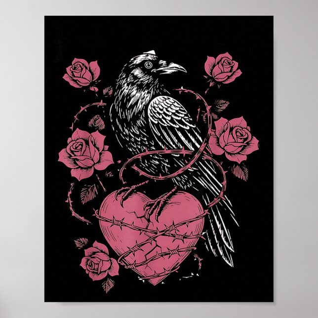 Black Bird F-caw-f Funny Valentines Day  Poster (Front)