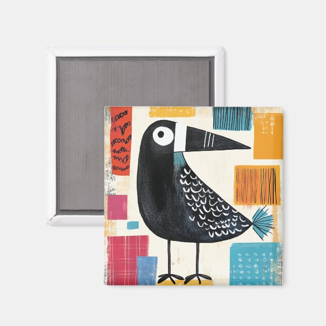 Black Bird Modern Art, Magnet (Front/Back)