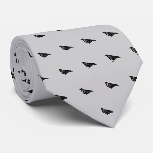 Black Bird Neck Tie (Rolled)