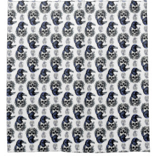 Black Bird On a Skull Goth Pattern Design