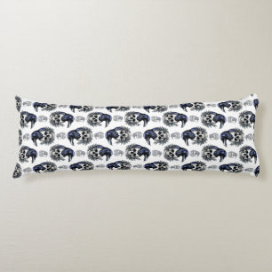 Black Bird On a Skull Goth Pattern Design Body Pillow