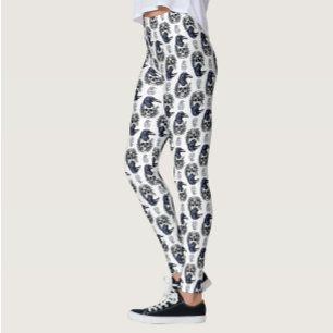 Black Bird On a Skull Goth Pattern Design  Leggings