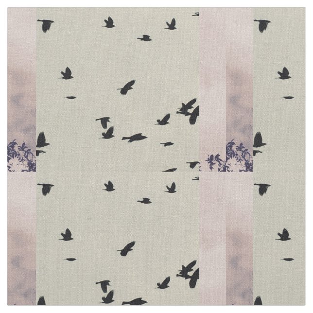 Black Bird Patterned Fabric (Close Up)