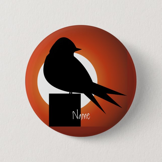Black Bird Silhouette Sun Thunder_Cove 2 Inch Round Button (Front)