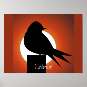 Black Bird Silhouette Sun Thunder_Cove Poster