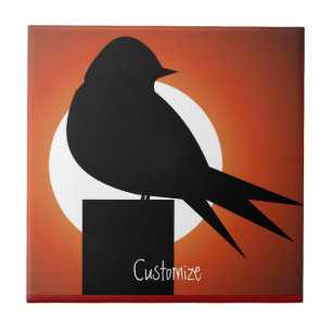 Black Bird Silhouette Sun Thunder_Cove Tile