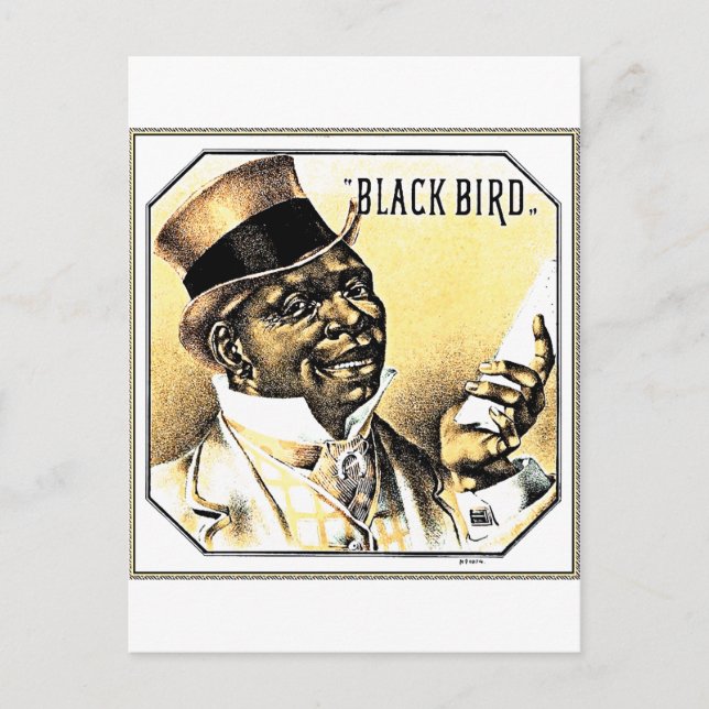 Black Bird Vintage Cigar Box Art Postcard (Front)
