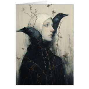 Black Bird Woman Blank Inside Card