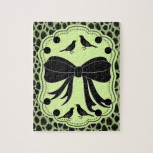 black birds bow green jigsaw puzzle everyone