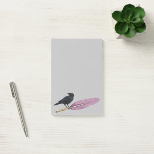 Black Birds Feather Pen Raven Post-it Notes